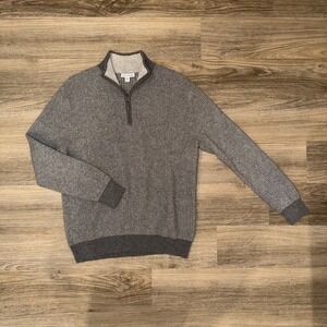 Belford‎ 100% Cashmere 1/4 Zip Sweater Mens Large Gray Earth Lightweight